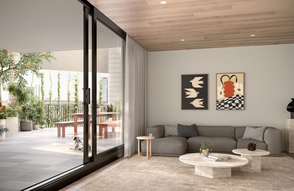 Living Area of Apartment 411 - 3 Bedrooms, 2 Bathrooms.