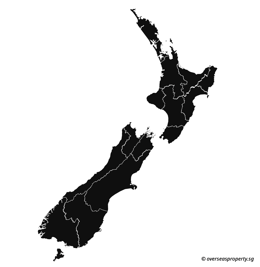 Animated map of New Zealand and her 16 regions